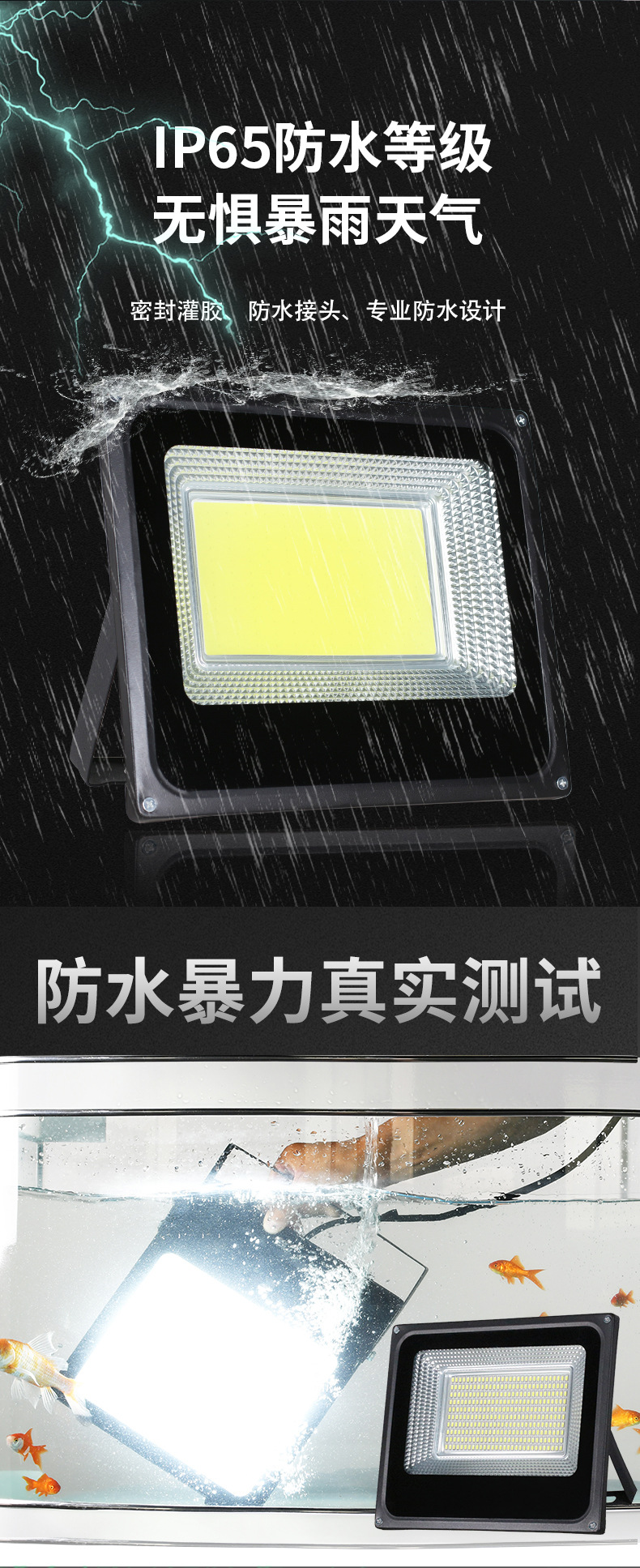 厂家批发led投光灯户外防水庭院灯车间厂房仓库led照明灯超亮路灯详情11
