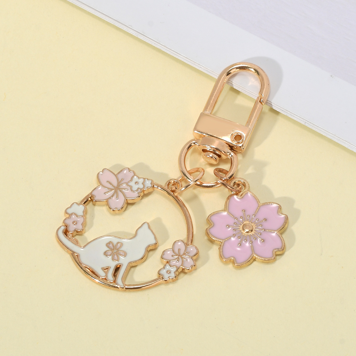 创意卡通可爱钥匙扣樱花兔子猫猫 ins背包书包挂件吊坠质感小礼物详情6