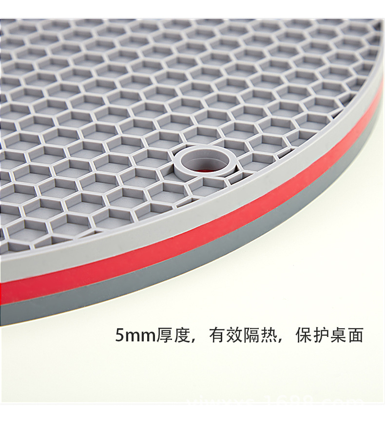 跨境食品级硅胶耐高温蜂窝隔热垫杯垫圆形锅垫厨房餐垫防滑垫加厚详情13