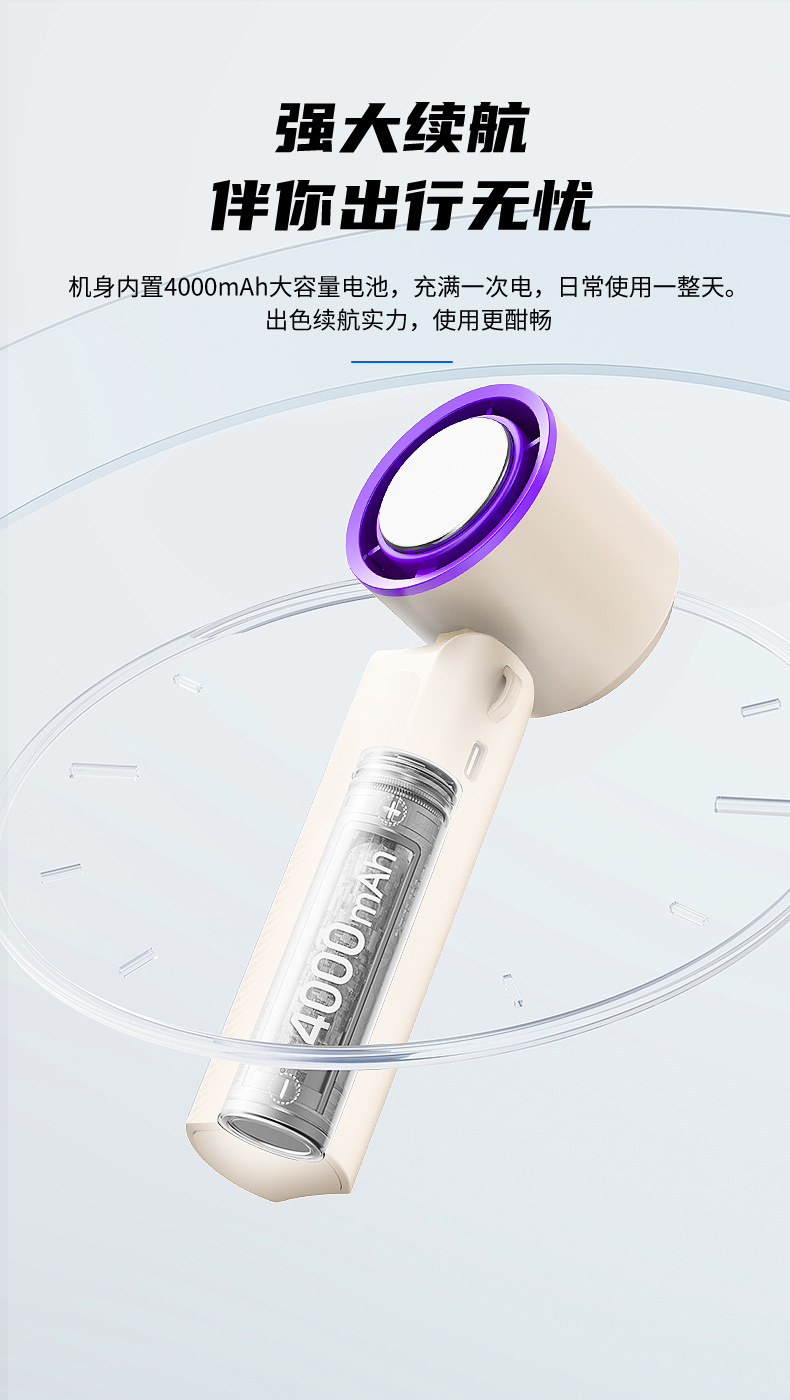 New high-speed handheld ice pack mini fan, usb mini portable desktop turbo, ultra-long battery life, digital display electric fan pic 9