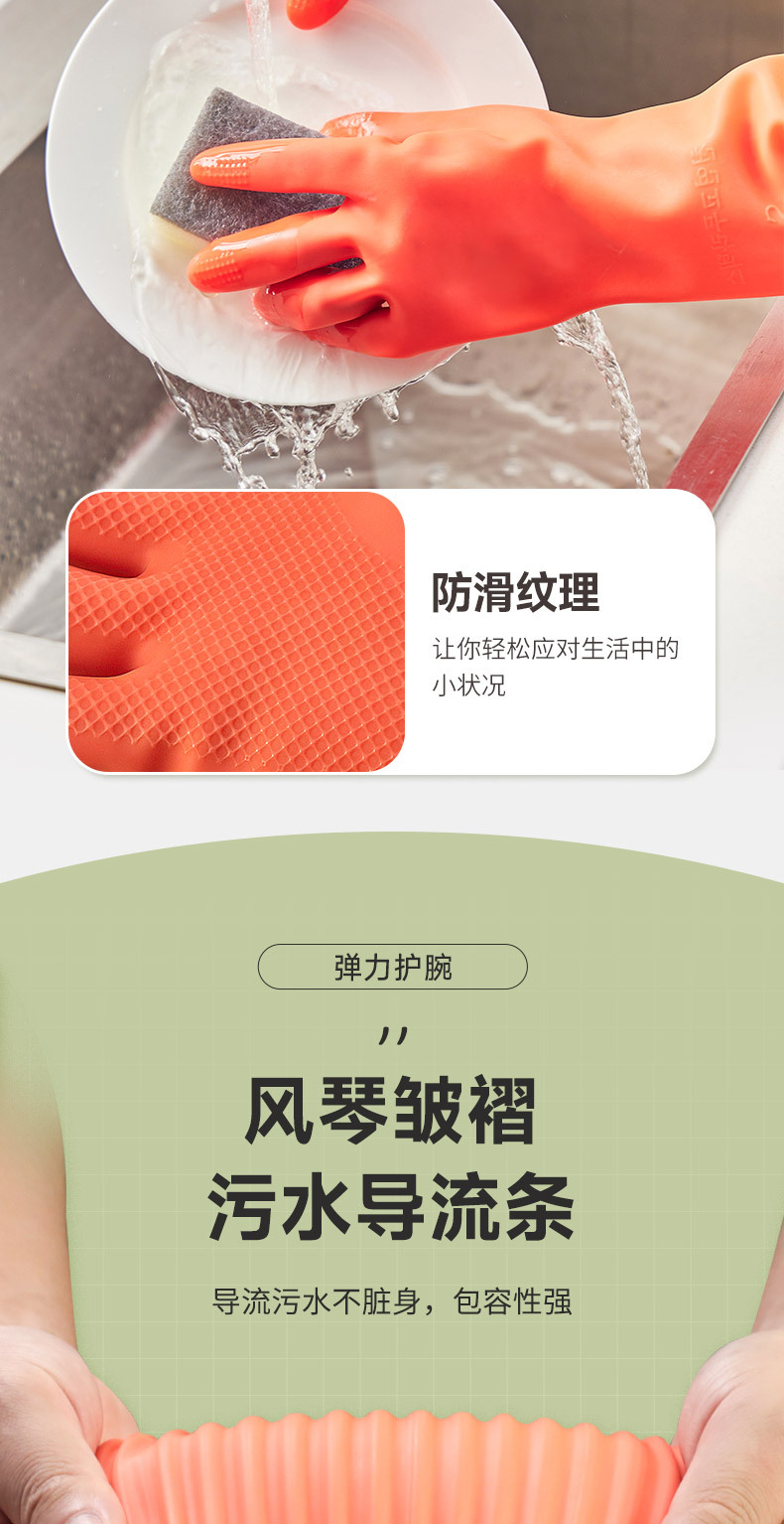 55cm加长乳胶手套加厚防滑厨房卫生洗衣洗碗家用清洁劳保手套批发详情10