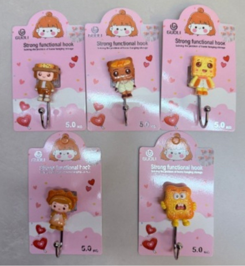 亚马逊热销款可爱萌趣饼干小人粘钩创意款高颜值挂钩无痕钩强力钩详情1