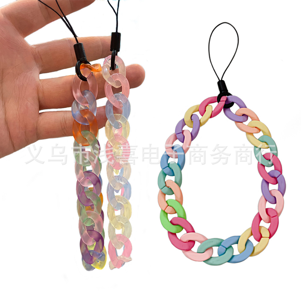 New INS color mobile phone chains from Europe and America, acrylic car key pendants, bag hangers, phone cases and accessories pic 2