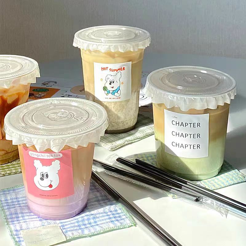Transparent coffee cup, disposable with lid, Instagram popular cold drink, chubby milk tea cup, plastic packaged straight tube Dudu cup pic 5