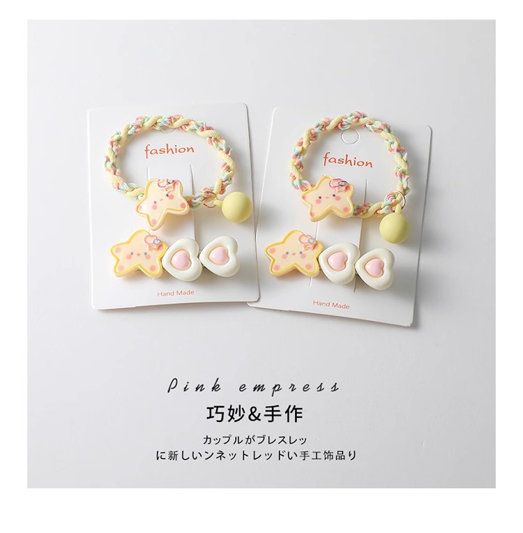 甜美星星发圈女可爱黄色头绳高马尾皮筋宝宝高弹力不伤发发绳发饰详情15