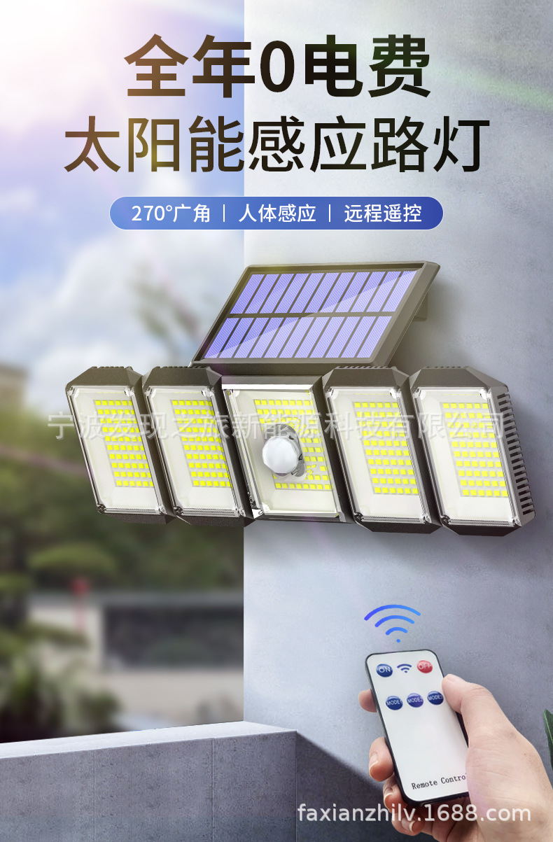 Cross-border new solar lamps, outdoor garden lamps, human-sensing garage street lamps, household fence solar wall lamps pic 3