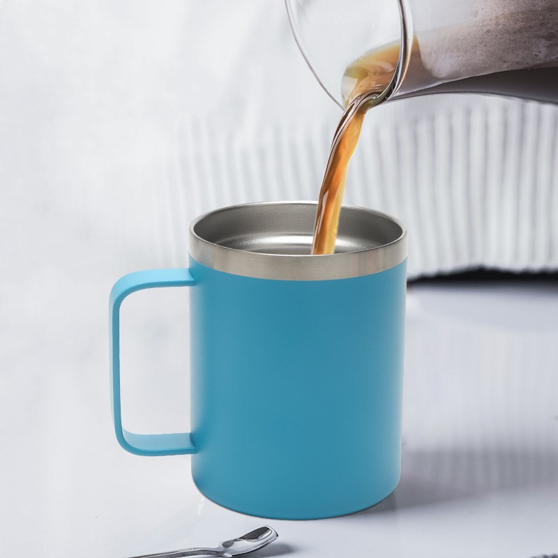 跨境亚马逊12oz手柄杯马克杯304不锈钢办公咖啡杯冰霸杯详情12