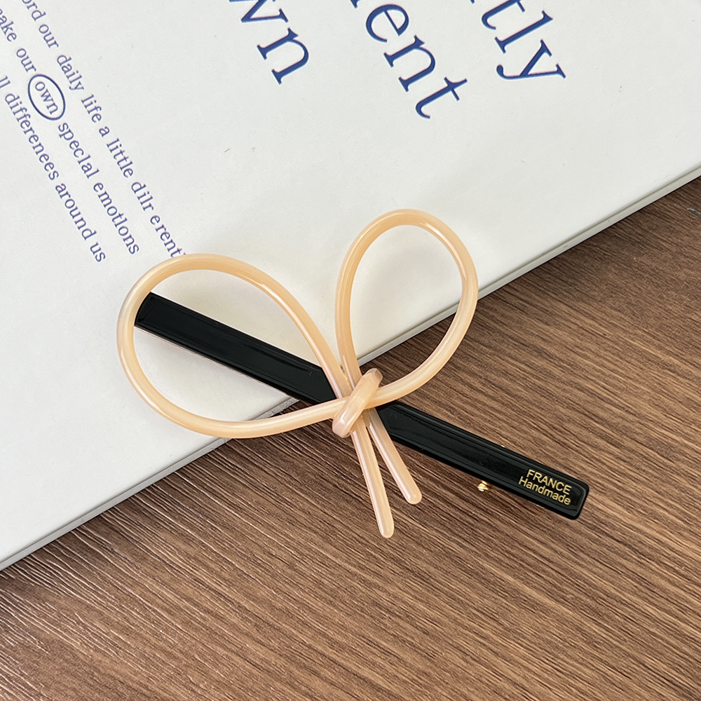 简约ins风交叉蝴蝶结夹子醋酸材质刘海夹高级感侧边碎发一字夹详情7