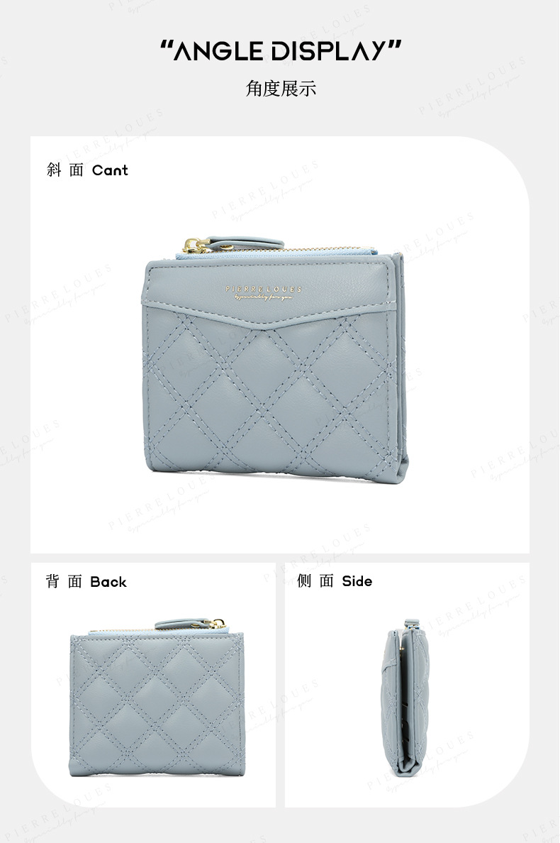 A fashionable new diamond-patterned student high-end wallet with a Korean InS-style short zipper and large capacity for women pic 11