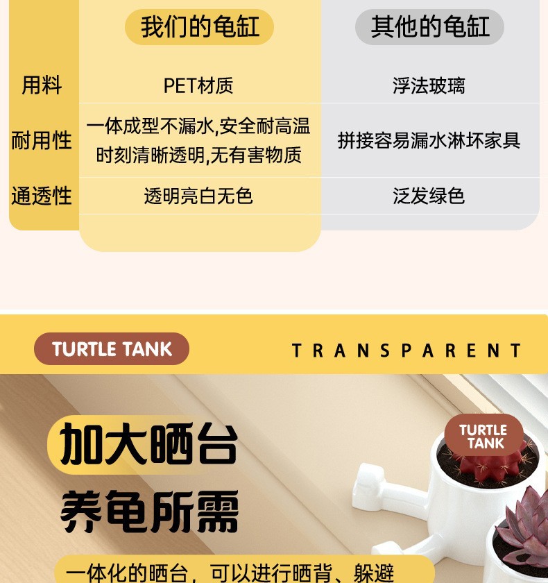 Household small turtle breeding tank, office desktop special box, crab tank, turtle tank, ecological landscape drying and climbing platform pic 5