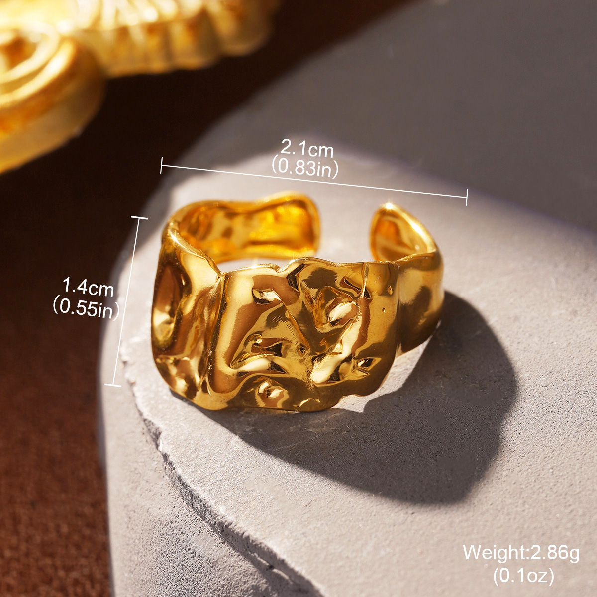 Cross-border European and American fashion golden titanium steel geometric opening adjustable ring, a niche and high-end stainless steel ring pic 29