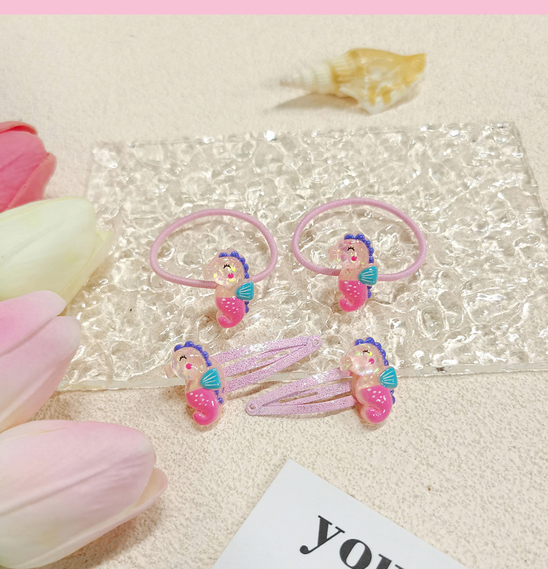 【可以】新款卡通儿童发夹发绳套装女童高弹不伤发发绳糖果色发夹详情8