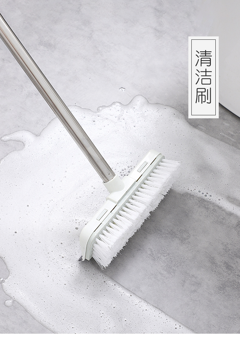 Bathroom floor brush, water scraper, toilet cleaning brush, tile brush, bathroom two-in-one, long-handled hard-bristled floor brush pic 2