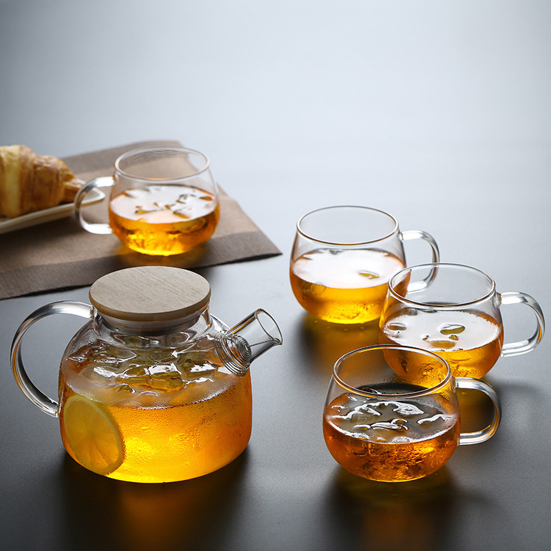 High-temperature resistant teapot, glass teapot, bamboo lid teapot, tea set, Nordic thickened transparent high borosilicate cold water kettle pic 4