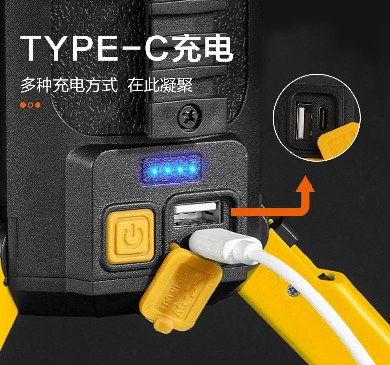 The new cross-border TYPE-C high-intensity portable searchlight, multi-functional with a stand, foldable work light and portable lamp pic 6