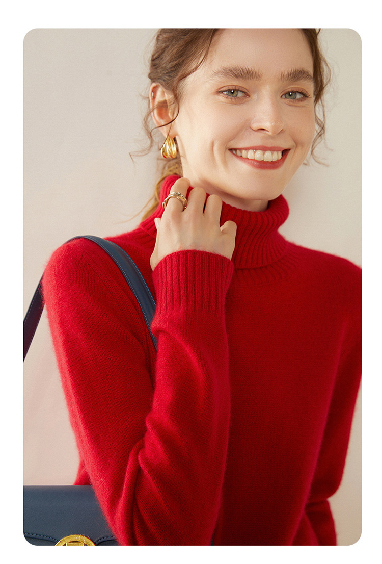 This winter new high-neck thickened cashmere sweater is a simple and versatile solid color for women, with a relaxed and elegant style. It is a knitted base layer pic 22