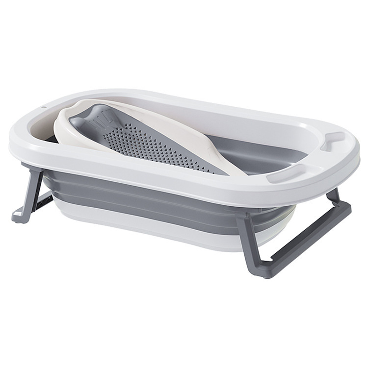 Babybathtub跨境感温折叠浴盆套装婴儿洗澡盆母婴用品7件套宝宝洗澡用品详情3