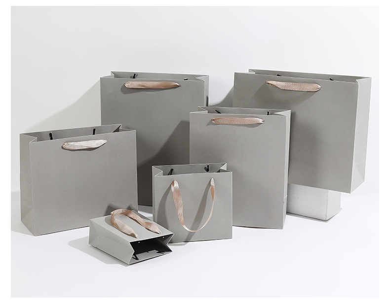 鼠灰色特种纸礼品袋商务活动包装纸袋纯色加印logo珠宝首饰包装袋详情7