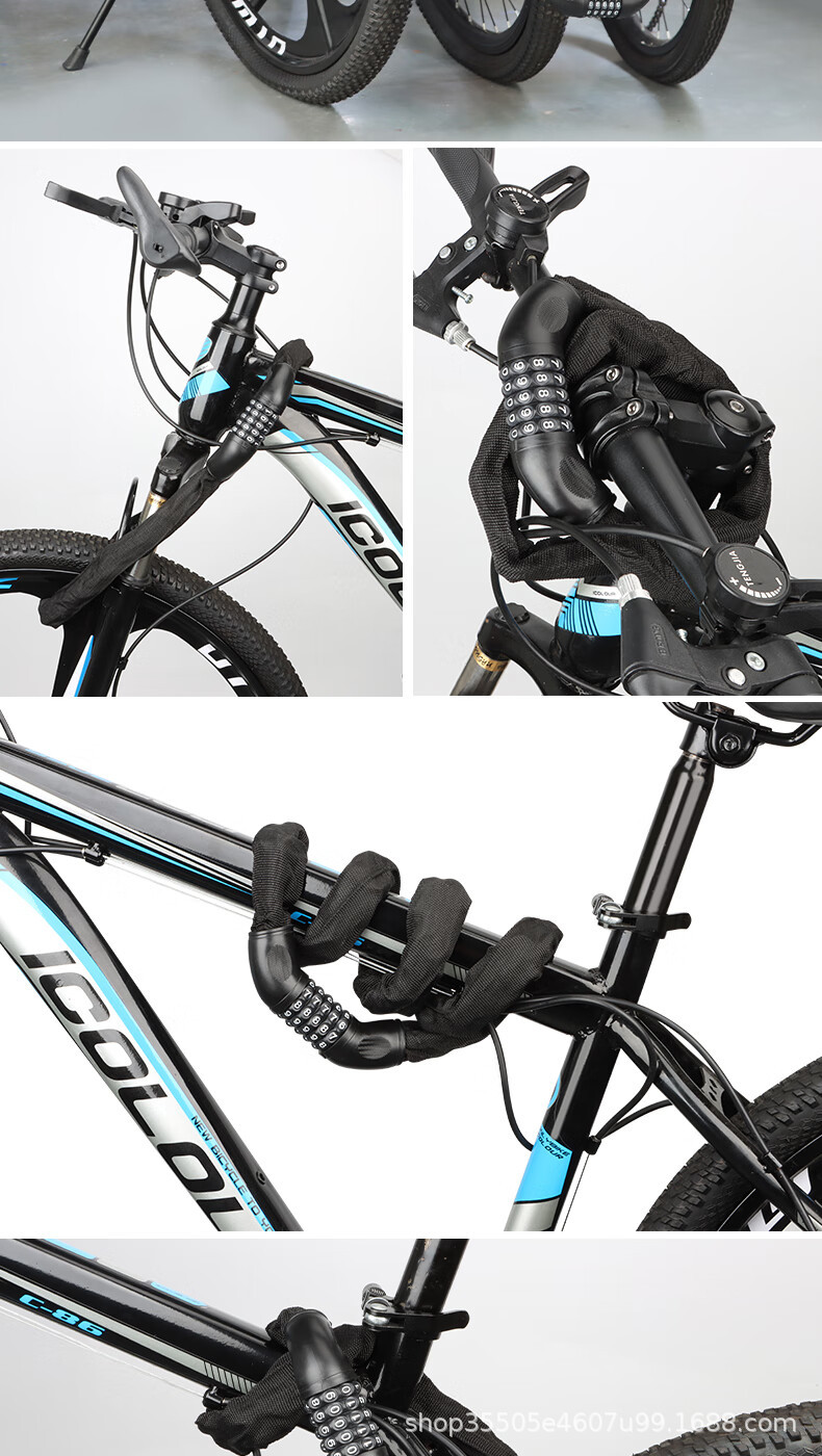 Mountain bike lock, waterproof and rust-proof password chain lock, electric bike, motorcycle steel chain lock, glass door lock pic 13