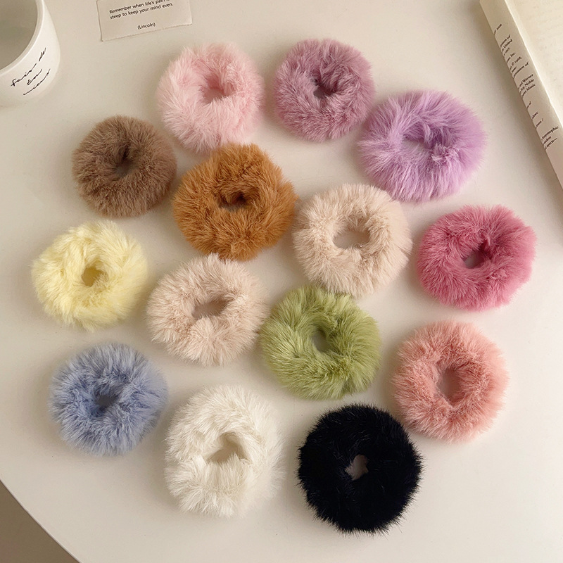 Dopamine wool hair bands for autumn and winter, towel bands, simple hair ties, leather bands and hair accessories wholesale pic 5