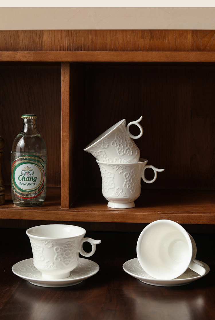 欧式精致浮雕陶瓷下午茶咖啡杯碟套装家用水杯早餐杯马克杯外贸详情5