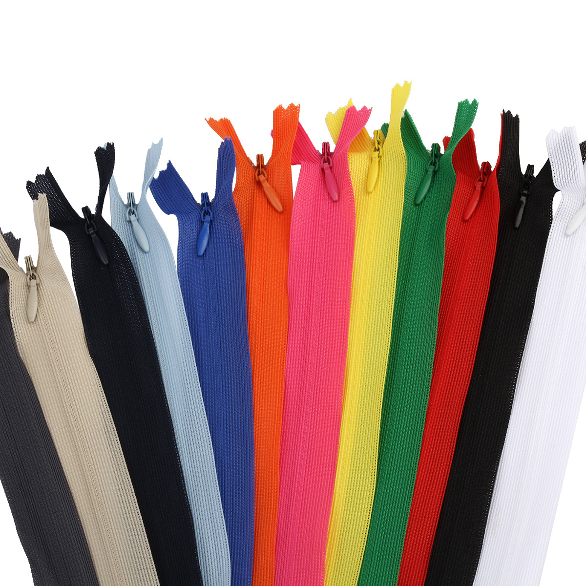 The manufacturer supplies 60cm needle thread invisible zippers in real stock, with open zippers in red, white, yellow, green and blue, and a length of 60cm pic 2