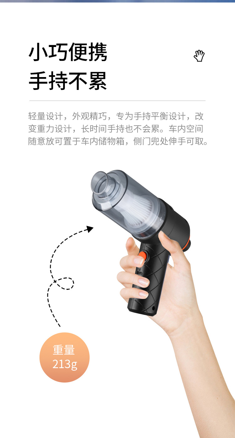 新款车载吸尘器批发家用迷你便携无线手持汽车吸尘器多功能吹吸一体车用电器详情12