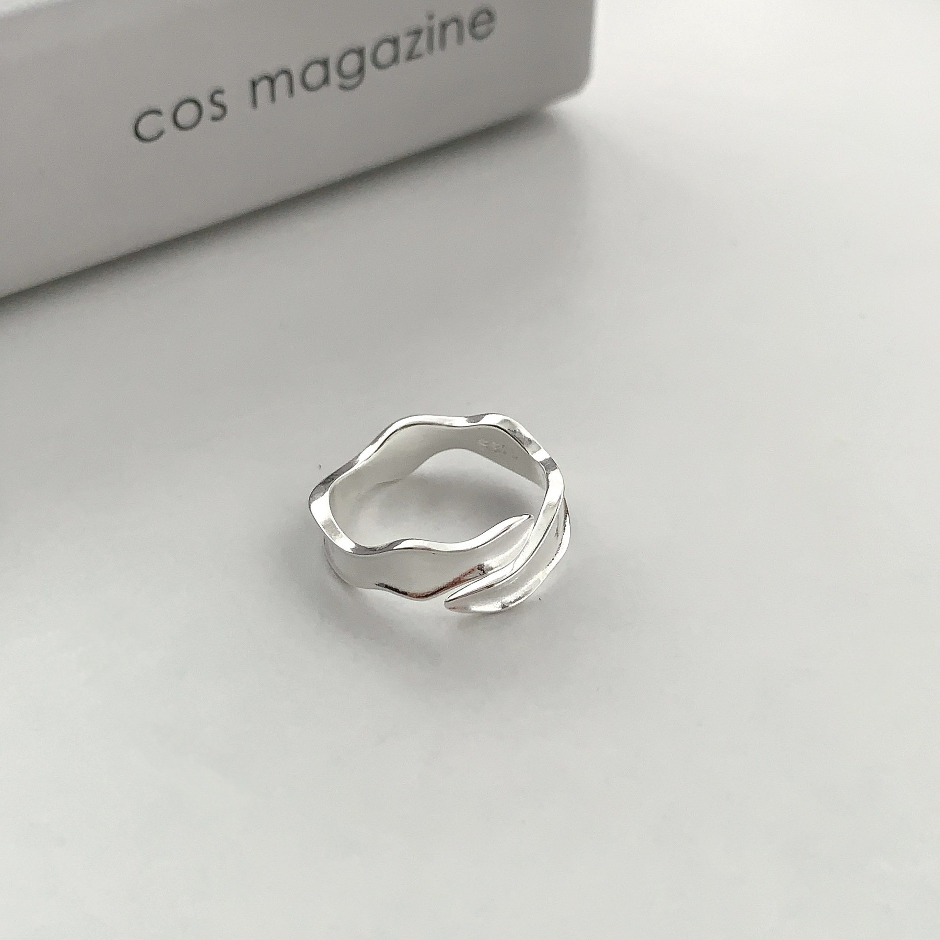 Geometric irregular 12.16 wave ring S925 sterling silver simple and niche heartbeat ring design, cold style adjustable pic 7