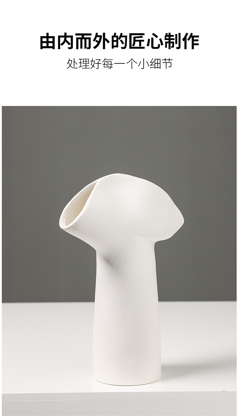 2025 New creative French flower arrangement vase, simple ceramic flower vase, hotel living room dining table, dried and fresh flowers, hydroponic decoration, home decor pic 9