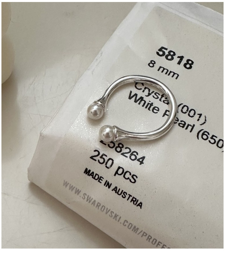 S925 sterling silver Korean version pearl ring with a niche design sense. Wholesale of the InstagS-style ring by a Korean blogger pic 4