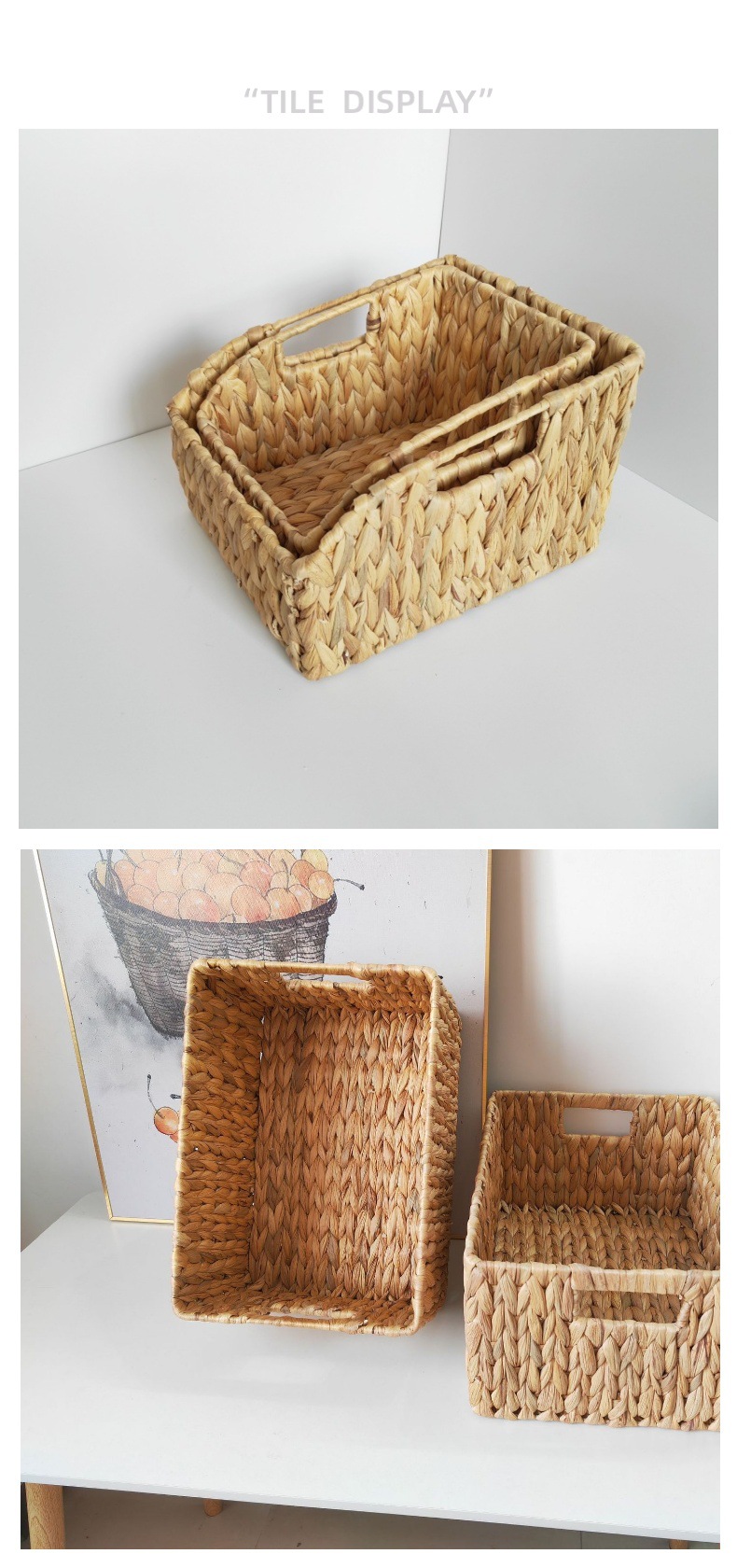 角落分层水葫芦草编收纳箱编织杂物收纳篮储物筐海草零食展示篮子详情8