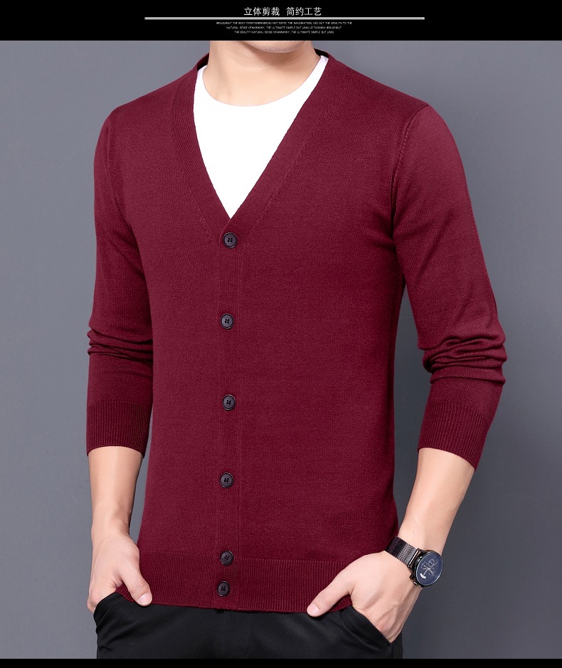 跨境外贸2024秋季新款针织开衫男薄款长袖纯色针织衫男士毛衣批发详情12