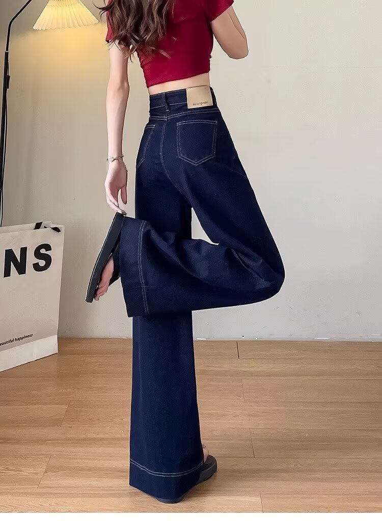 High-waisted wide-leg jeans for women, spring and autumn, 2024 new Korean style, versatile and slimming loose stretch straight-leg pants pic 11