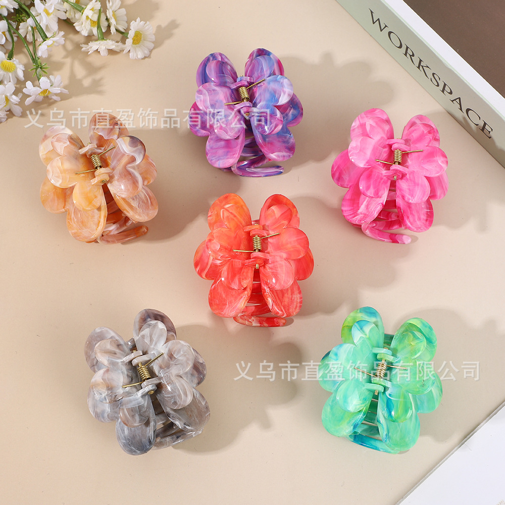 2025年新款超仙法式大理石纹高级感抓夹双层蝴蝶发夹跨境饰品批发详情12