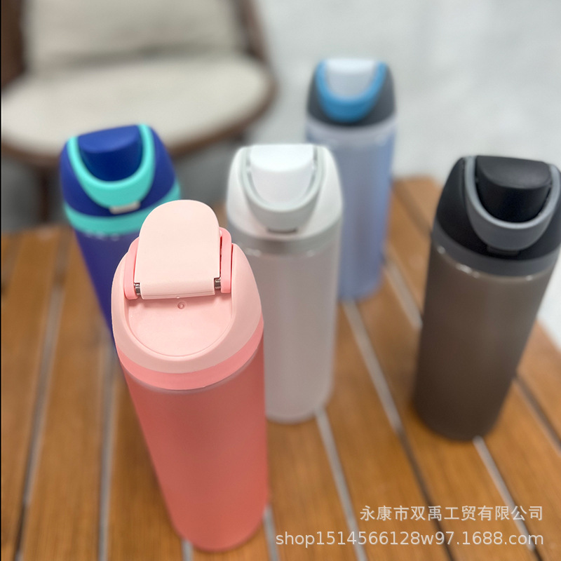 新款运动保温杯不锈钢男女车载户外吸管杯时尚双饮盖大容量直饮杯详情3
