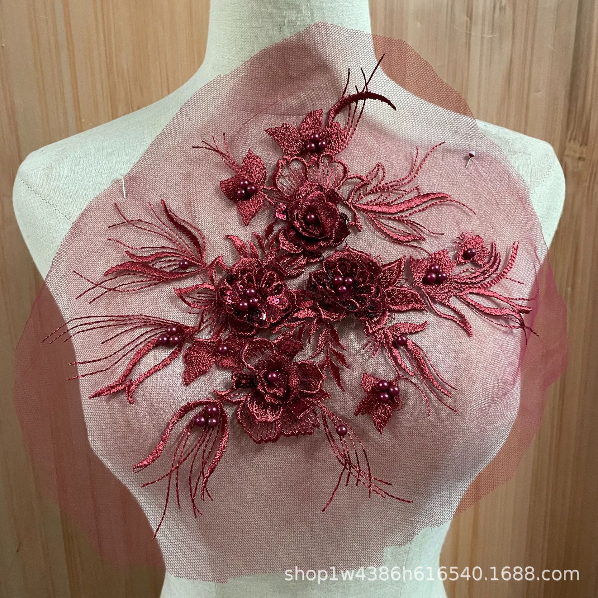 Wholesale lace three-dimensional flower fabric patchwork clothing accessories, nail and diamond decorative appliqued DIY Hanfu collar flowers from the manufacturer pic 9