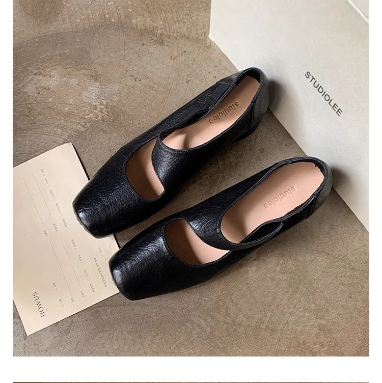 葡萄妈studiolee 高阶质感马皮方头粗跟软面小皮鞋高跟单鞋女秋款详情52