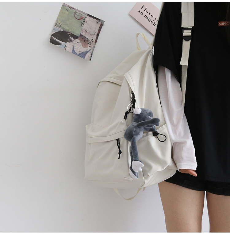 NR森系百搭纯色双肩包男书包女大学生韩版高中背包女双肩大小款详情20