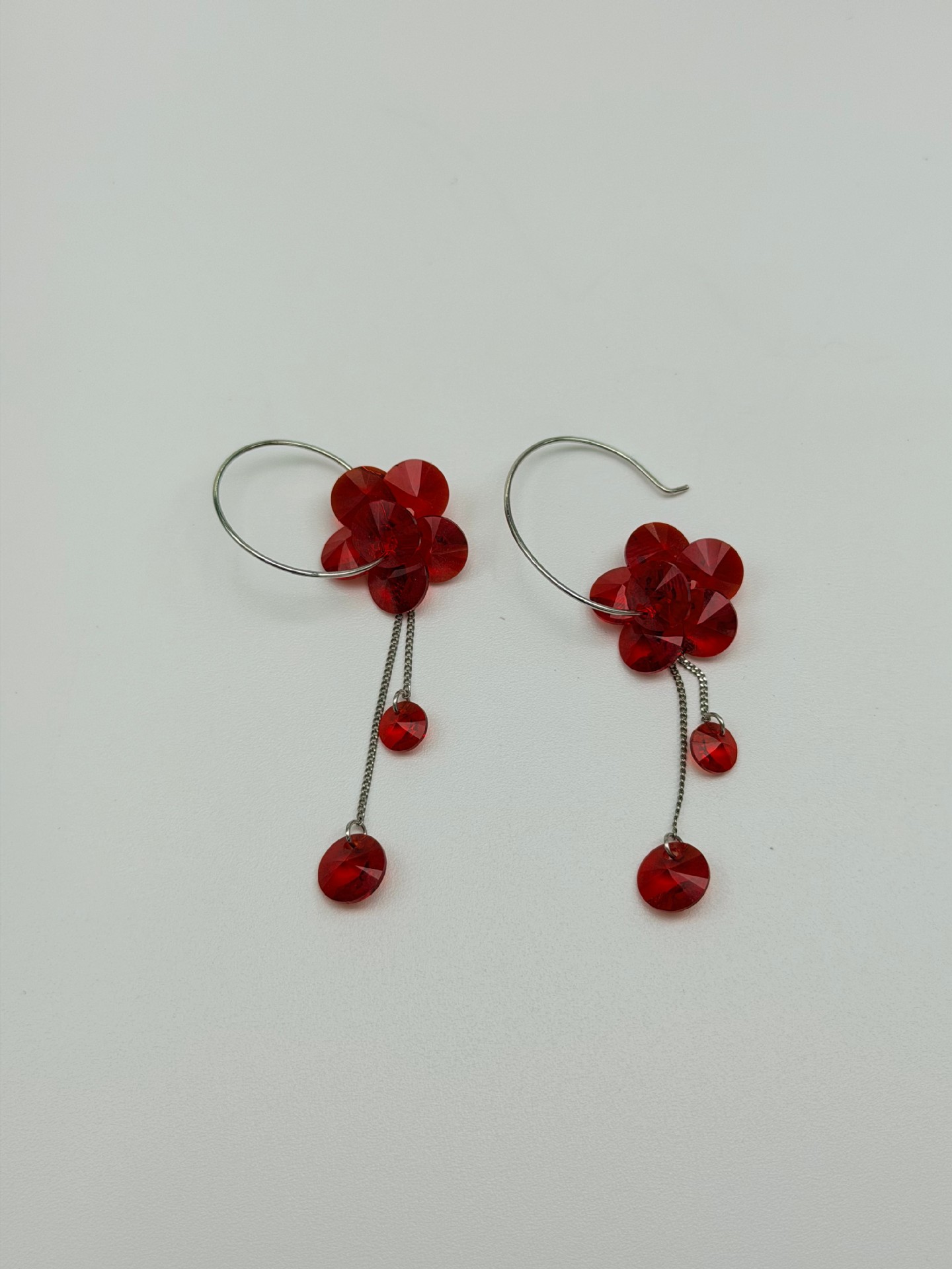 s925银耳钩新款韩版长款闪耀花朵水晶耳环女 名媛气质奢华耳坠流详情13