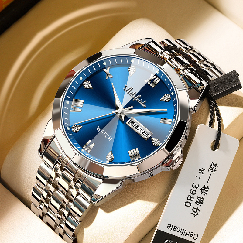 艾利翡达石英手表男士菱形镜面防水夜光日历时尚抖音直播爆款批发详情24