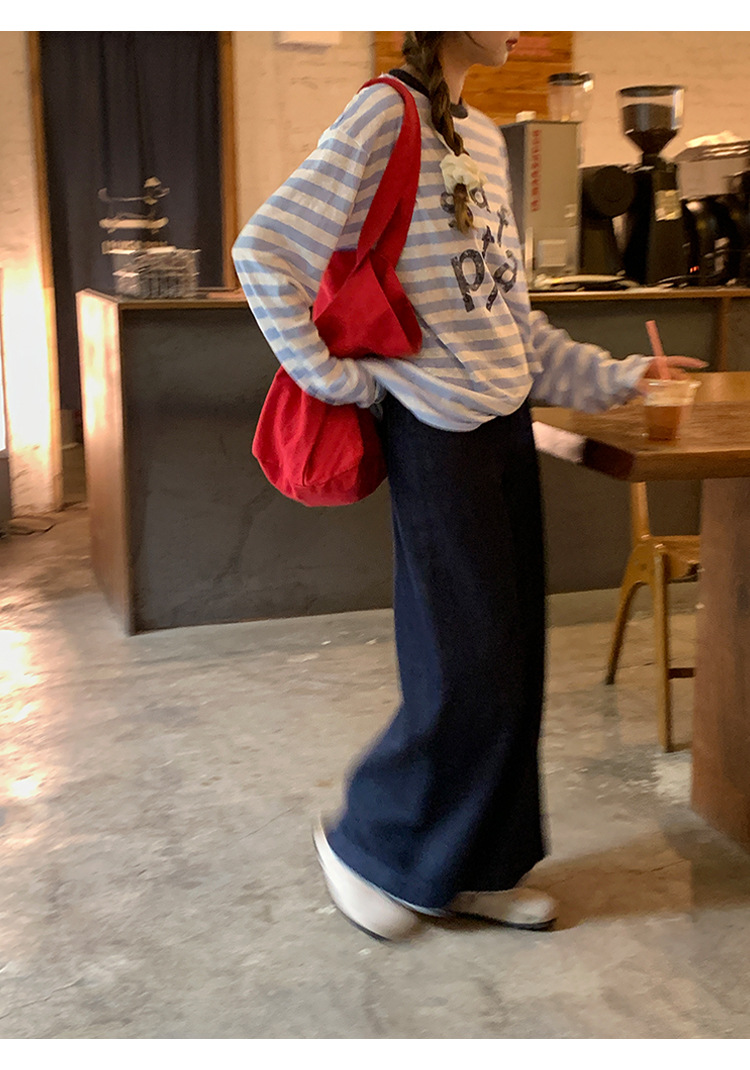 陆小团团复古花边直筒薄牛仔裤2025夏季新款显瘦阔腿小个子裤子女详情55