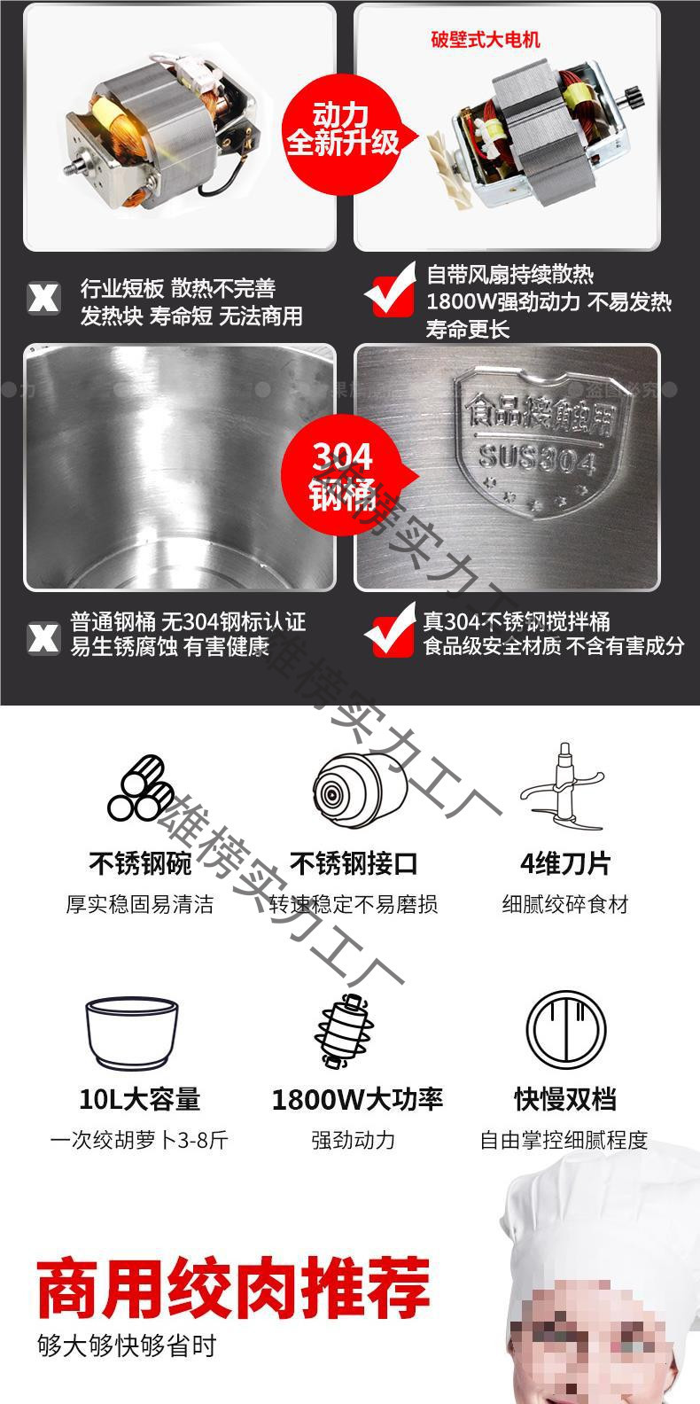 Meat grinder and mixer integrated 2024 new household electric multi-functional fully automatic 1 large-capacity food processor 304 pic 7