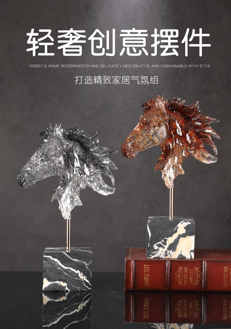 2025水晶仿真狼头摆件狼头型雕塑树脂道具玄关办公室桌面动物头像装饰树脂工艺品详情1
