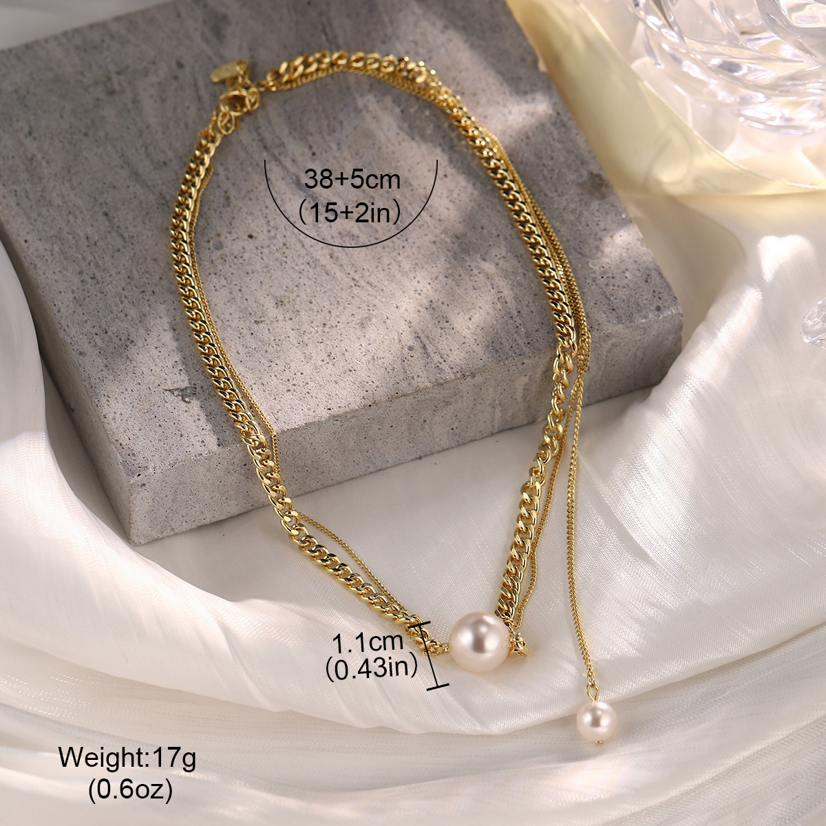 New pearl quality thick chain irregular texture tassel long bone chain necklace, high-end fashion clothing and accessories manufacturer wholesale pic 23