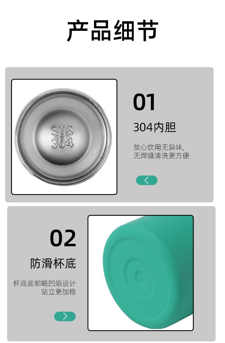 亚马逊304不锈钢保温杯美式小口瓶户外运动水杯大容量磨砂漆水瓶详情10