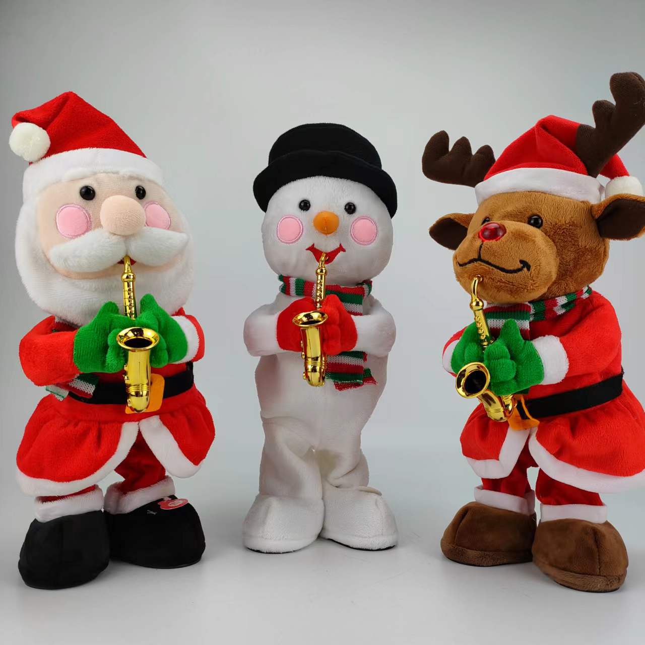 Cross-border exclusive Saks Christmas Three Treasures Plush Electric Toy Series Tree Stump Christmas Tree plush Electric toy pic 1