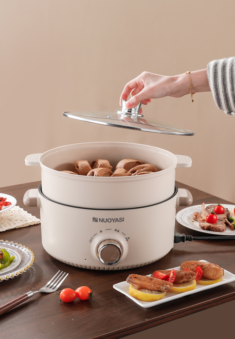 Multi-functional electric cooking pot, 1-2 household electric hot pot, electric stir-frying pot, dormitory noodle cooking pot, electric steaming and cooking integrated pot pic 22