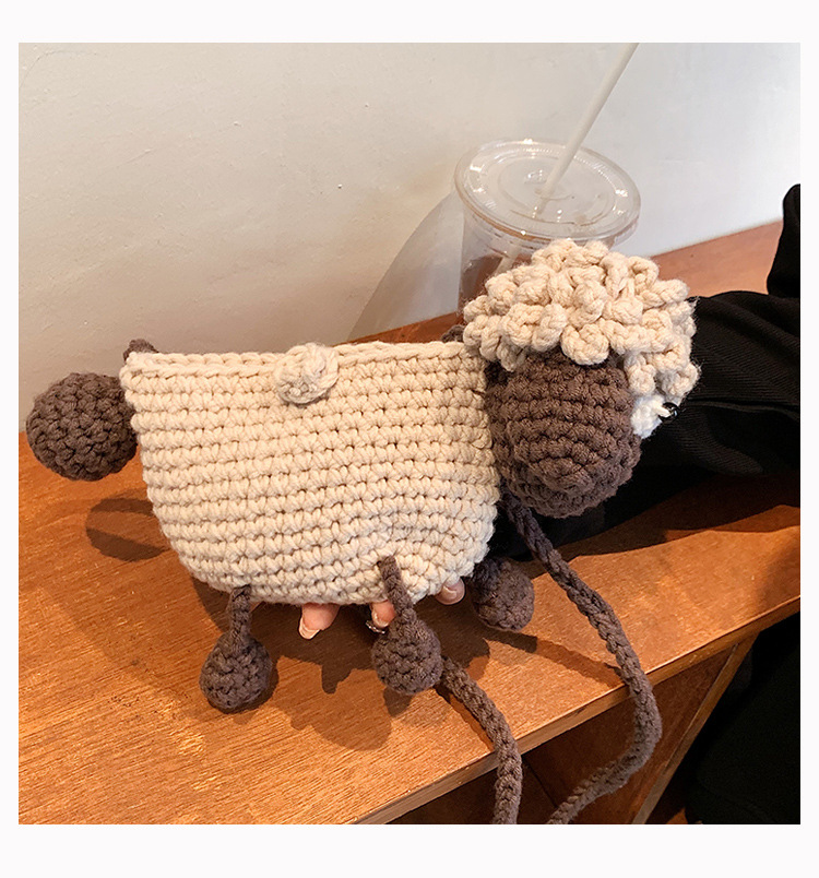 手工编织包包diy针织毛线包可爱卡通小羊编织包单肩斜挎包女成品详情25