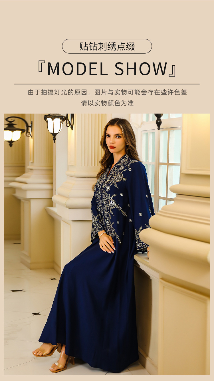 En stock europa y américa crossover musulmán mujer robe Medio Oriente dubai vestido abaya bordado robe grande vestido de noche pic 10