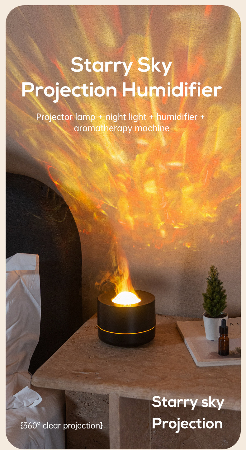 2025新款星空投影香薰机礼物USB插电大雾量七彩浪漫氛围灯加湿器详情22